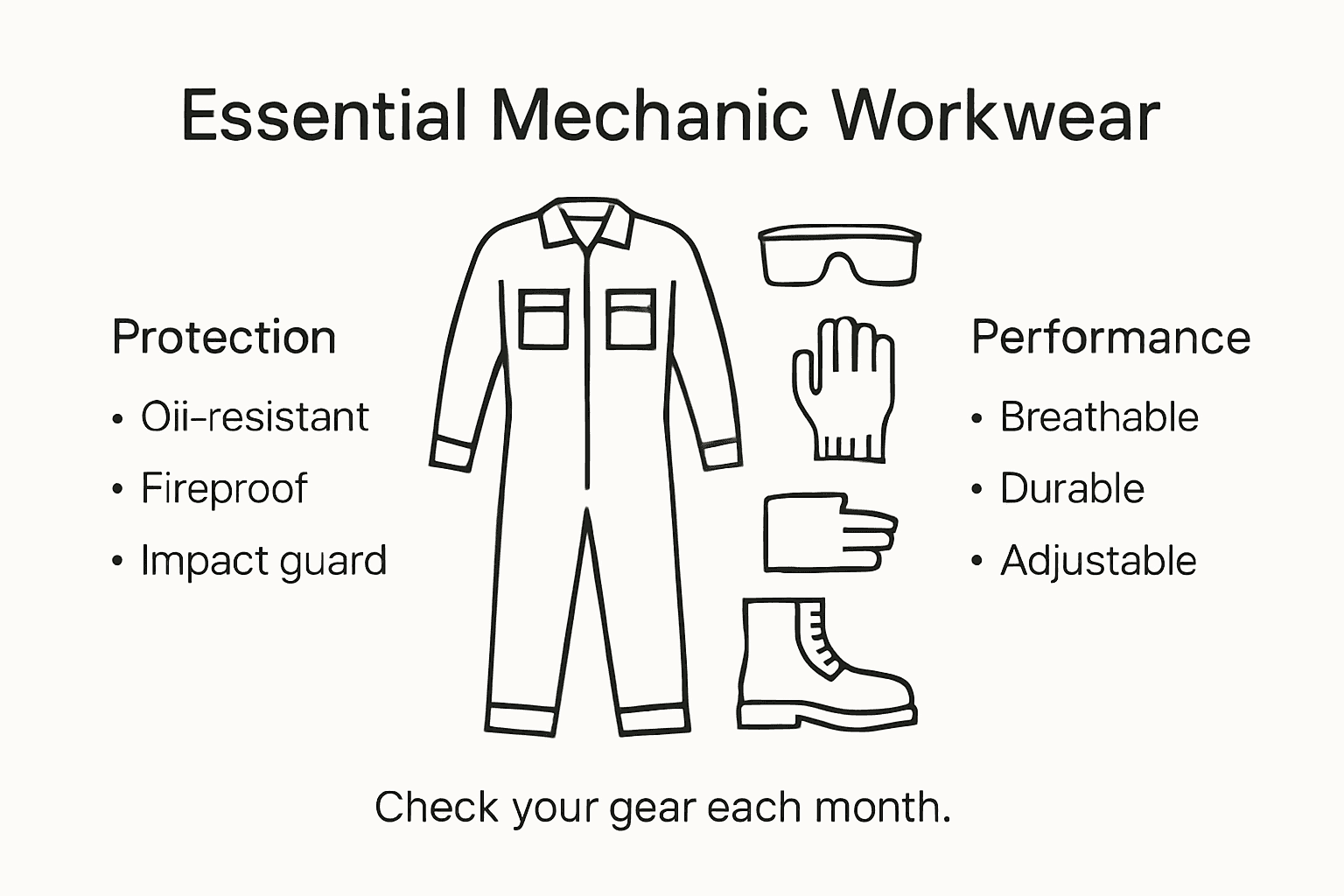 Infographic covers mechanic workwear essentials