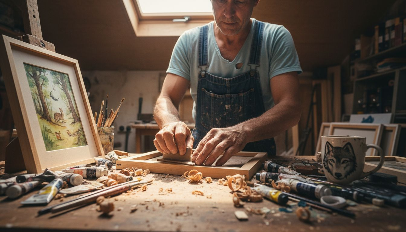 Artisan working on nursery wall art