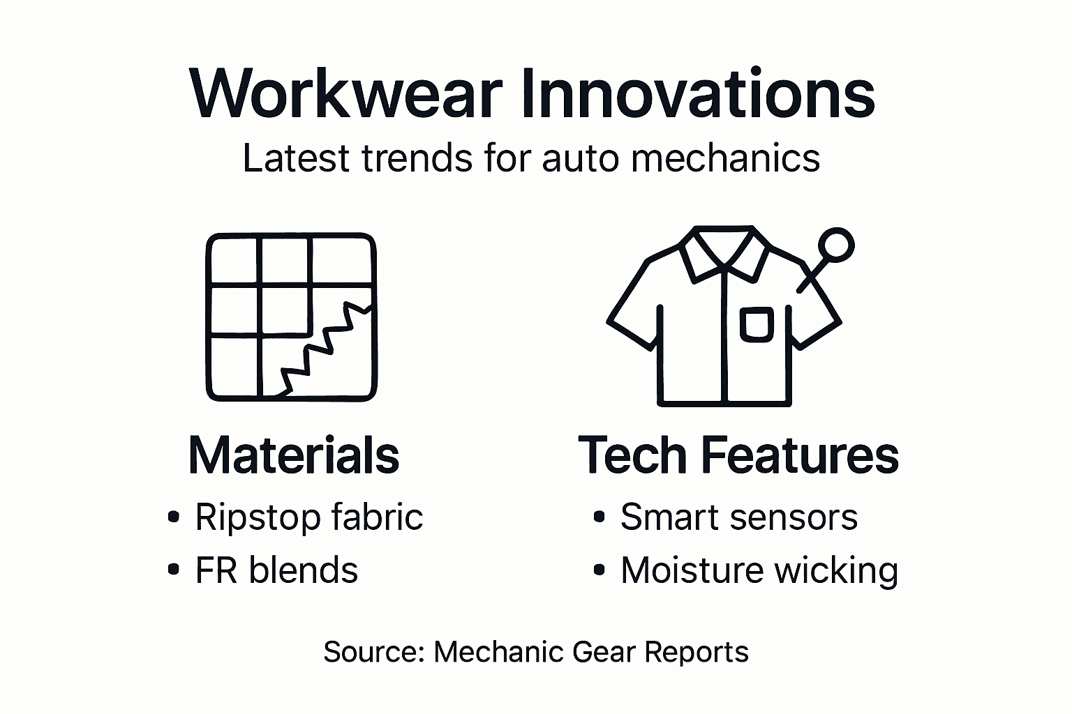 Infographic showing workwear innovations and trends