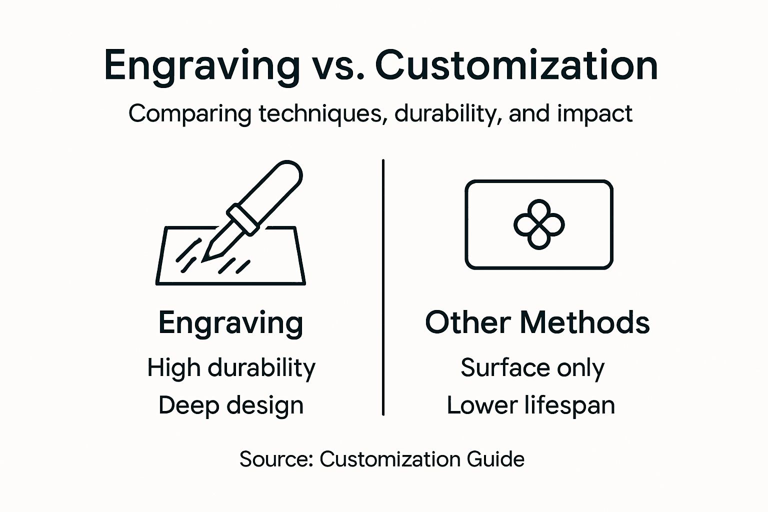 Infographic comparing engraving to customization methods