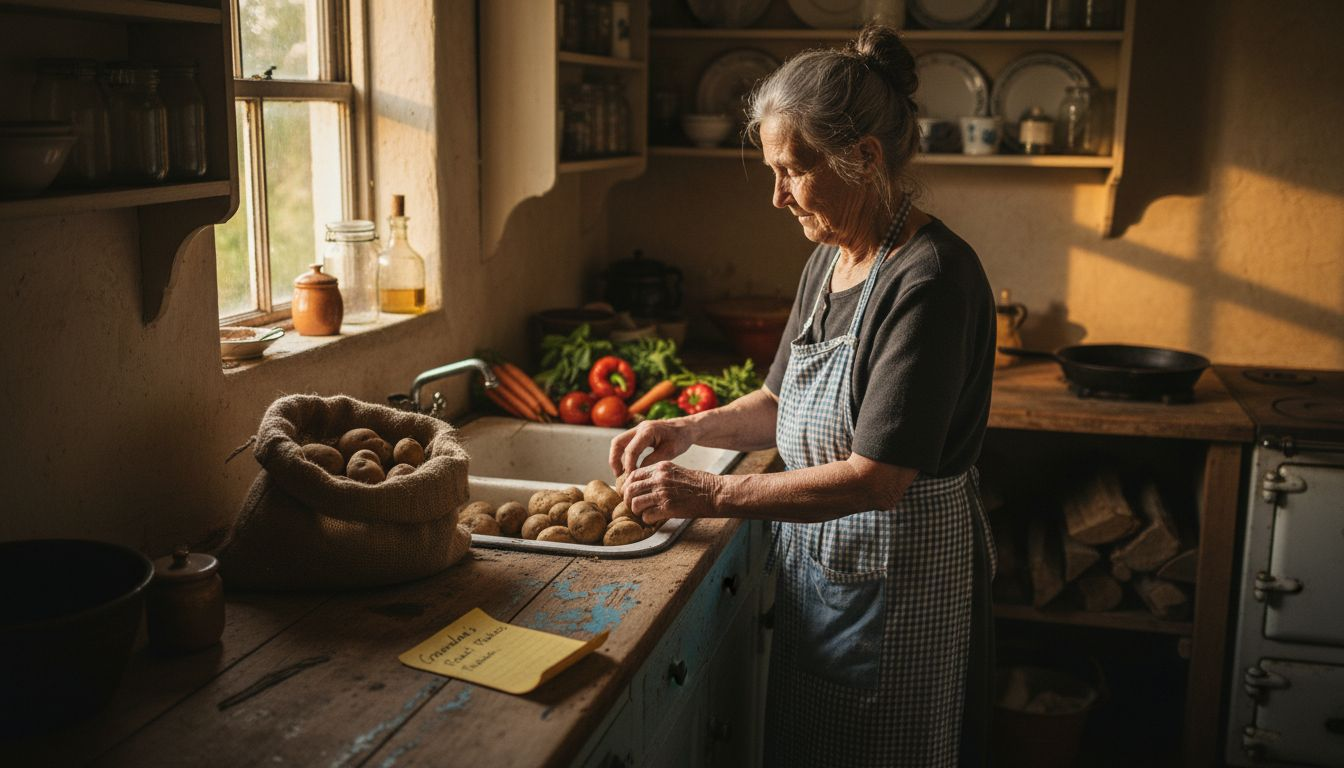 Historic farmhouse kitchen with cooking details