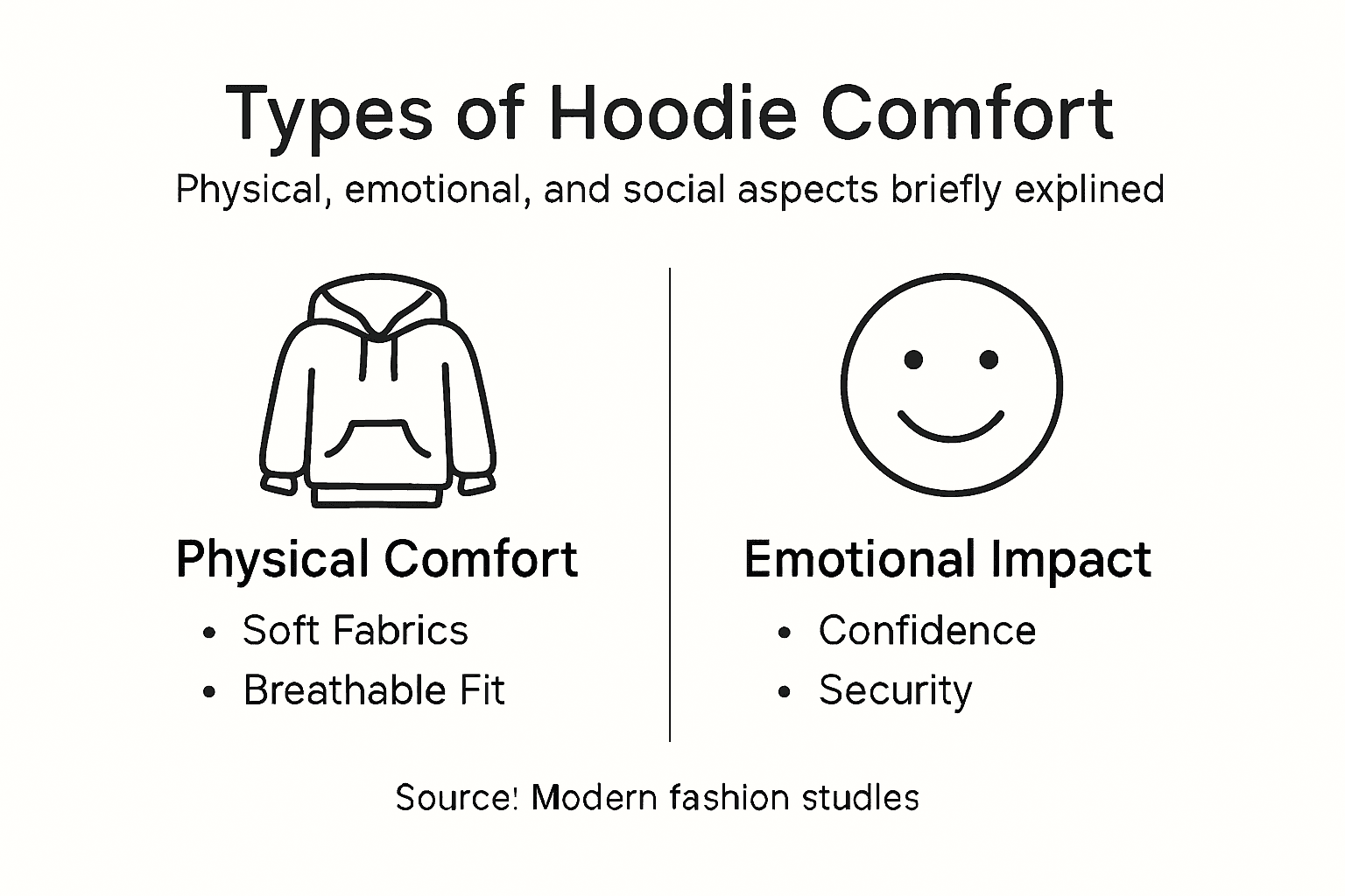 Infographic on hoodie comfort types and benefits