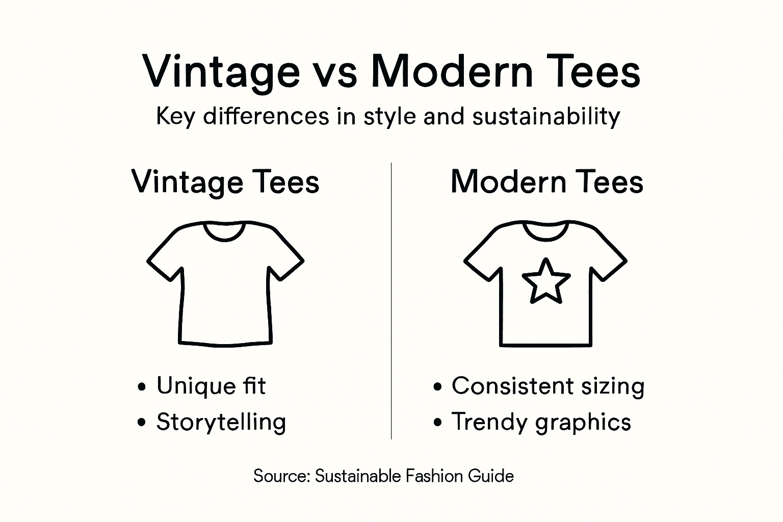 Infographic comparing vintage and modern tees
