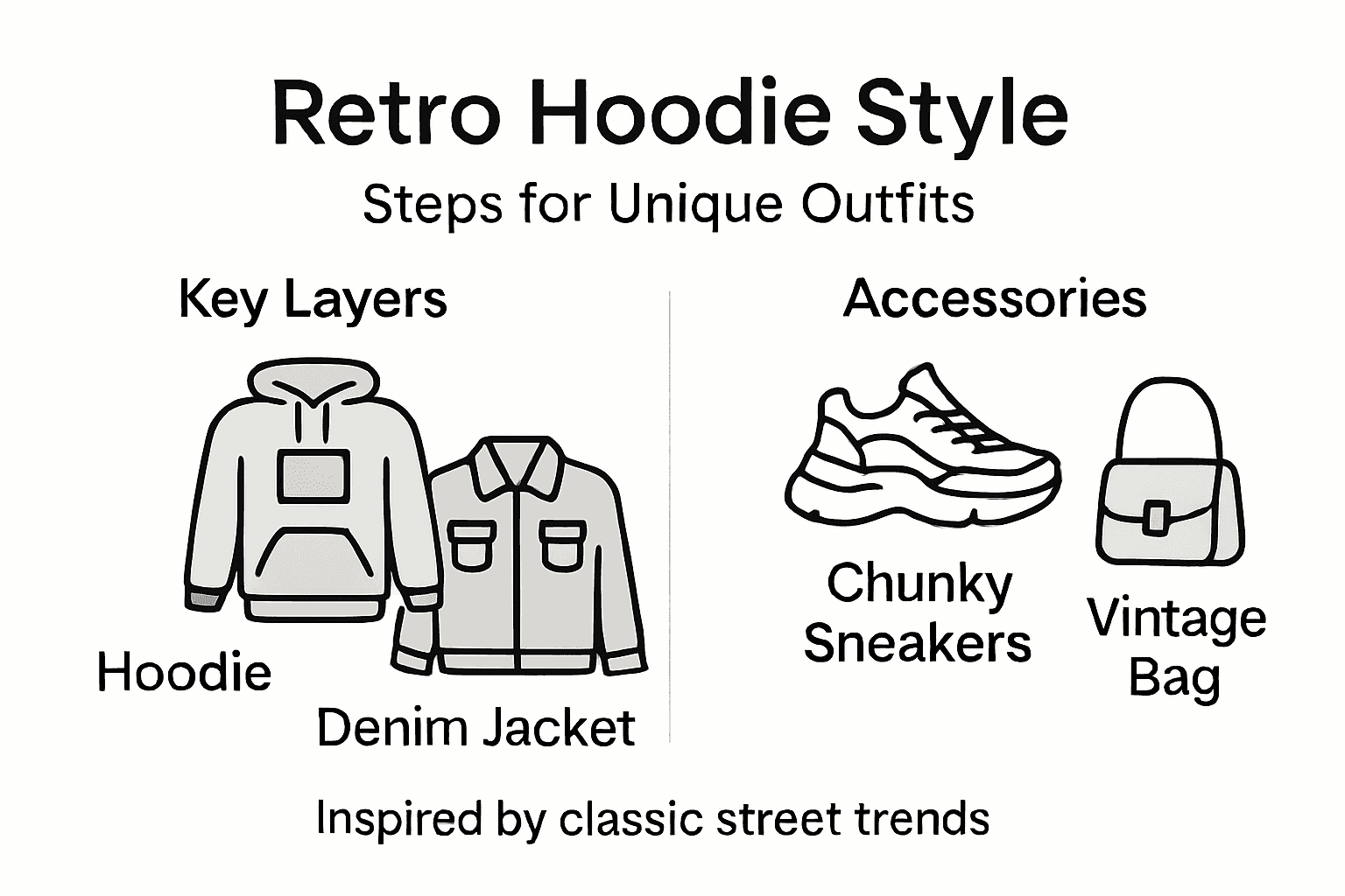 Infographic on retro graphic hoodie styling steps