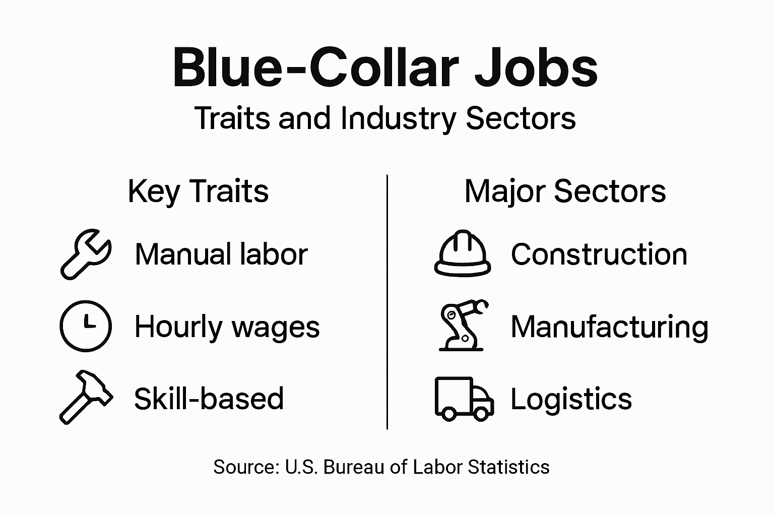 Infographic showing blue collar traits and sectors