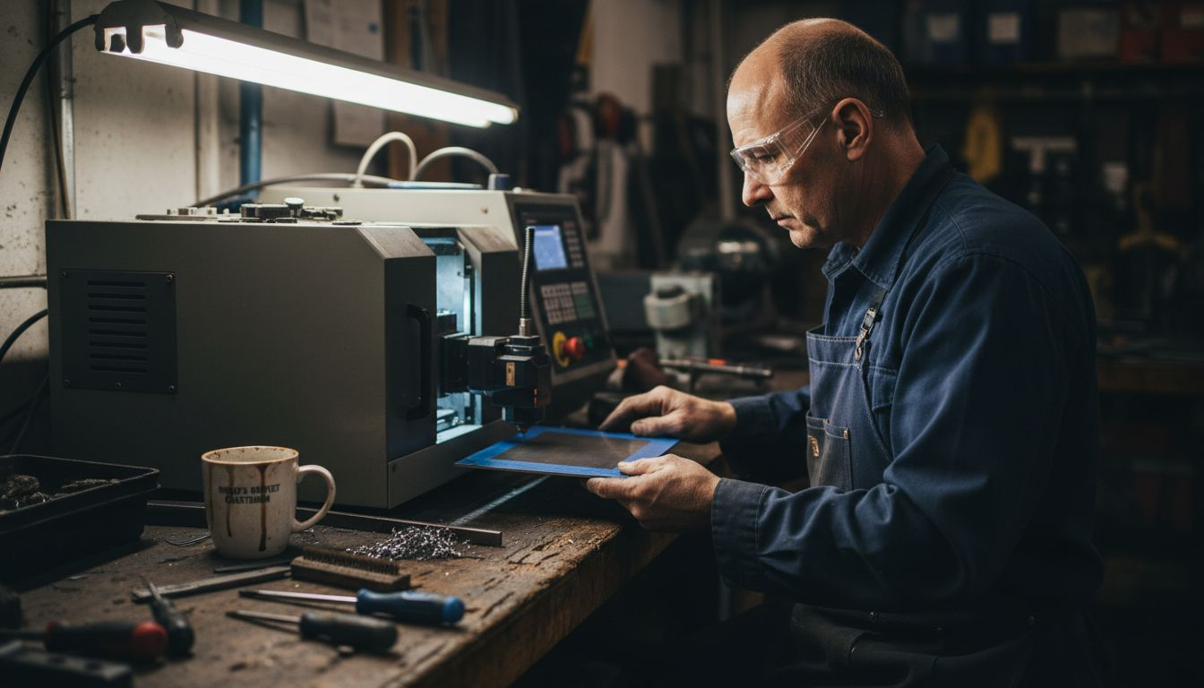 Craftsman creating a personalized metal sign