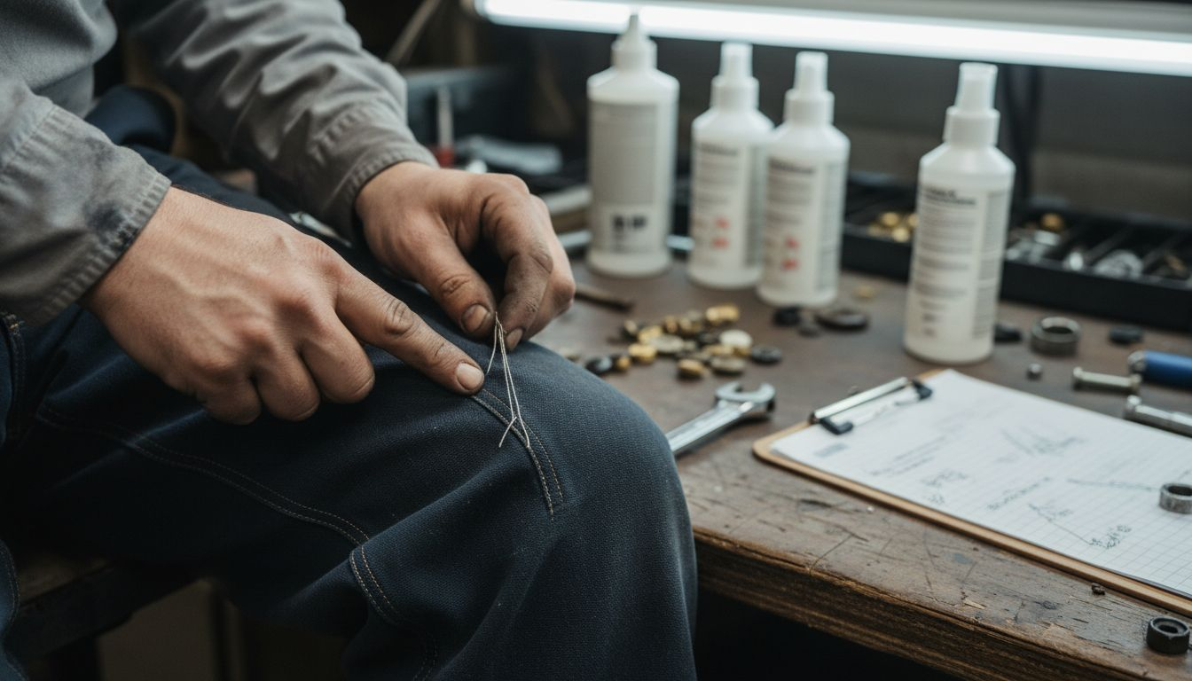 Close-up of fabric and stitching details