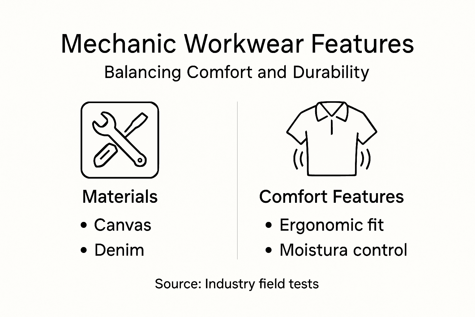 Infographic of mechanic clothing features