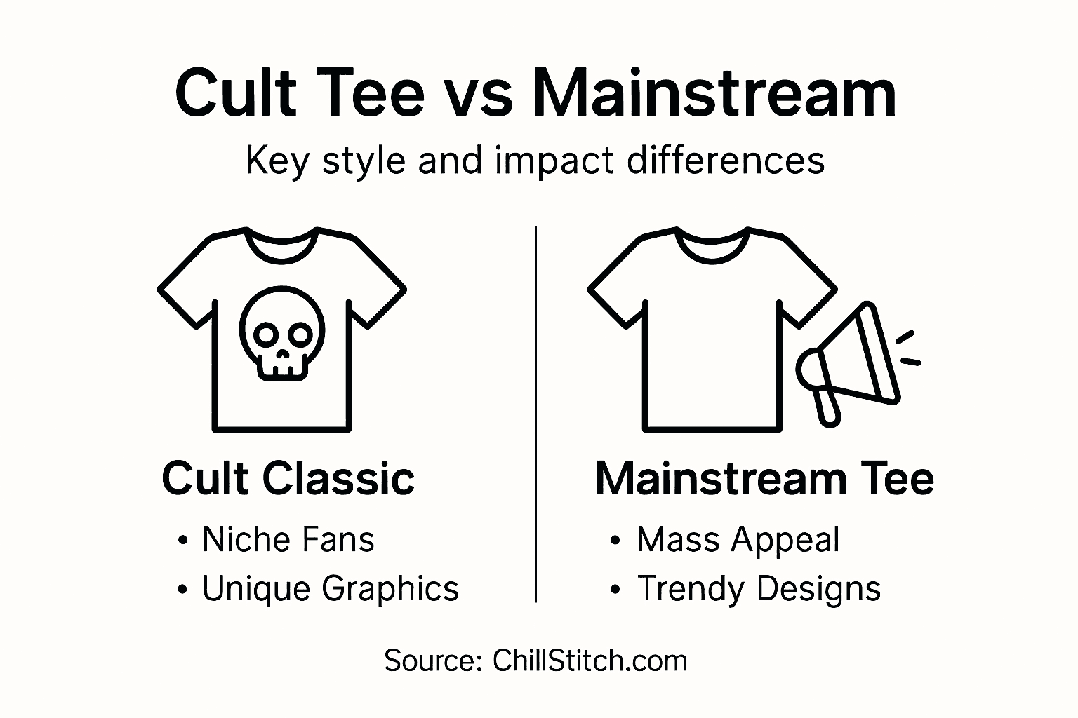 Infographic highlights cult tees versus mainstream