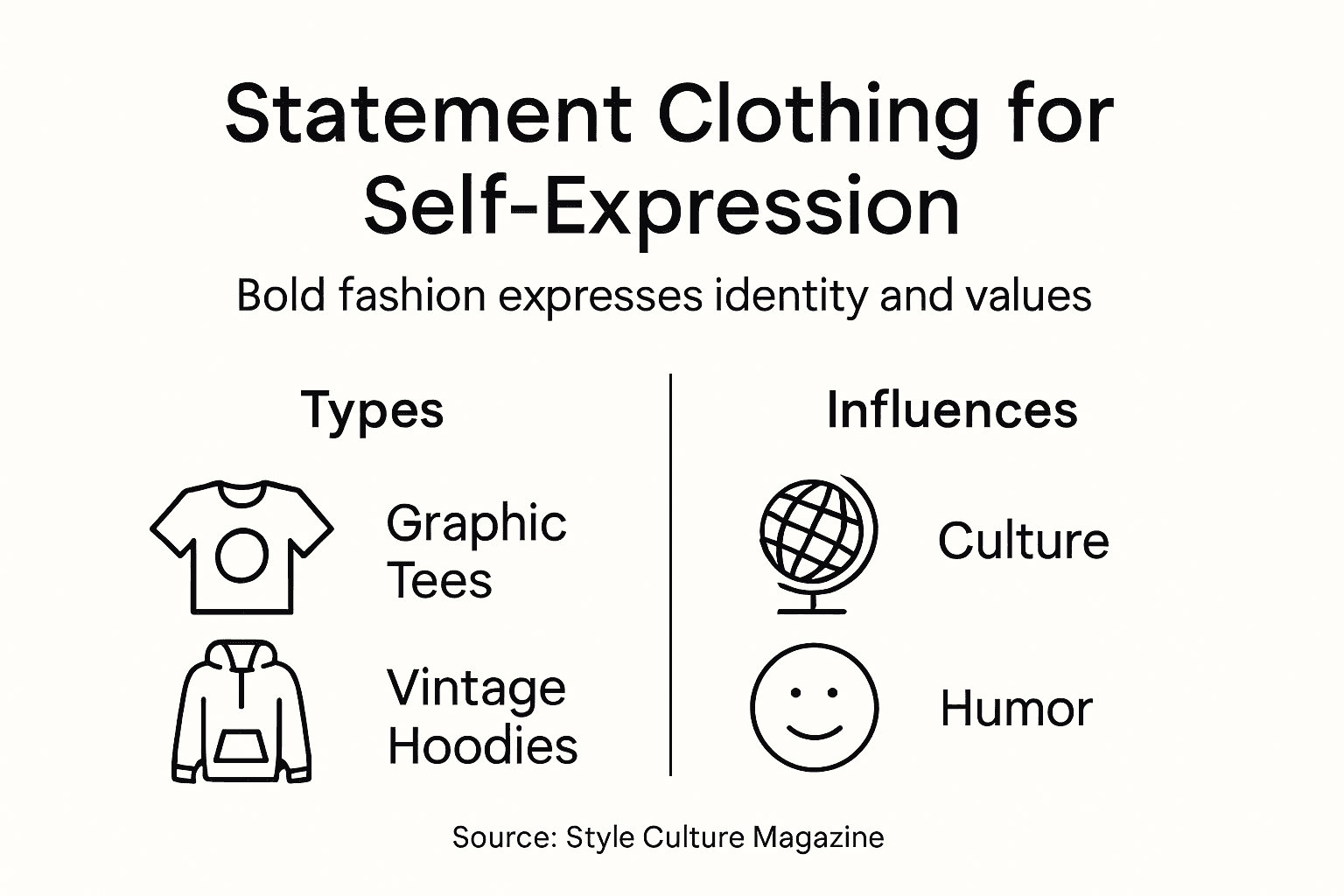 Infographic on types and influences of statement clothing