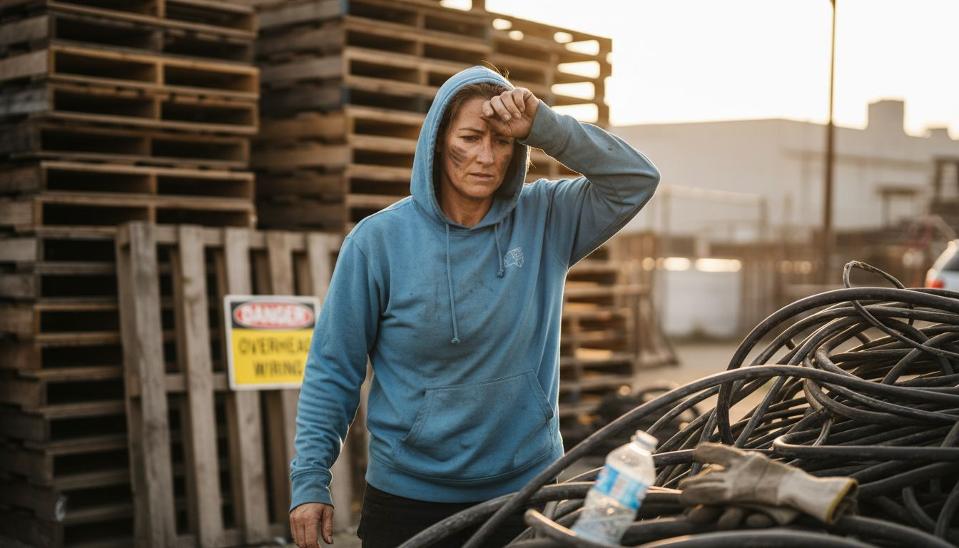 Utility worker in moisture-wicking sun hoody