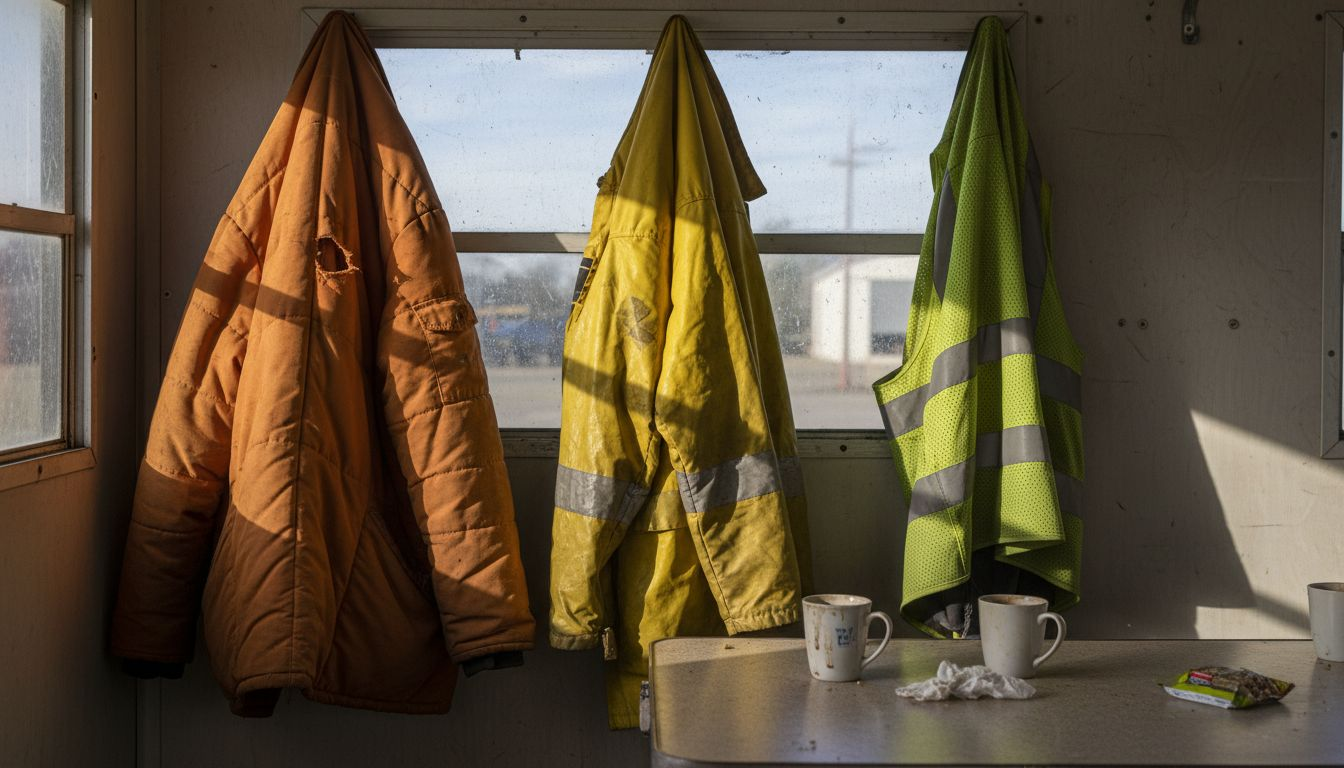 Close-up of various jacket materials and styles