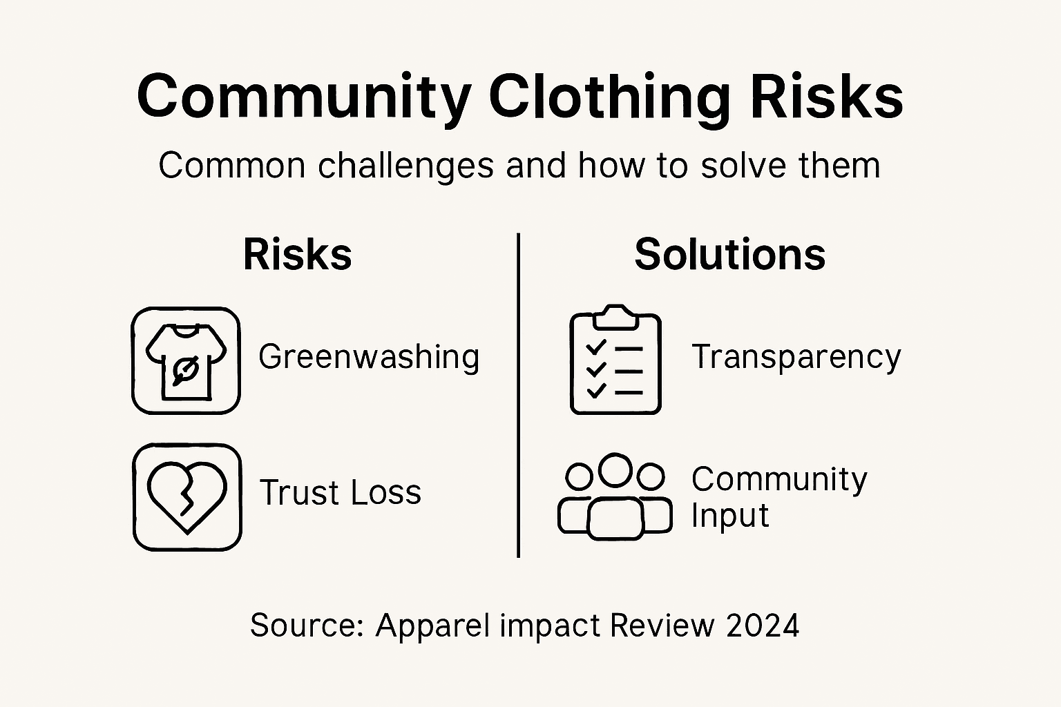 Infographic showing community clothing risks and solutions