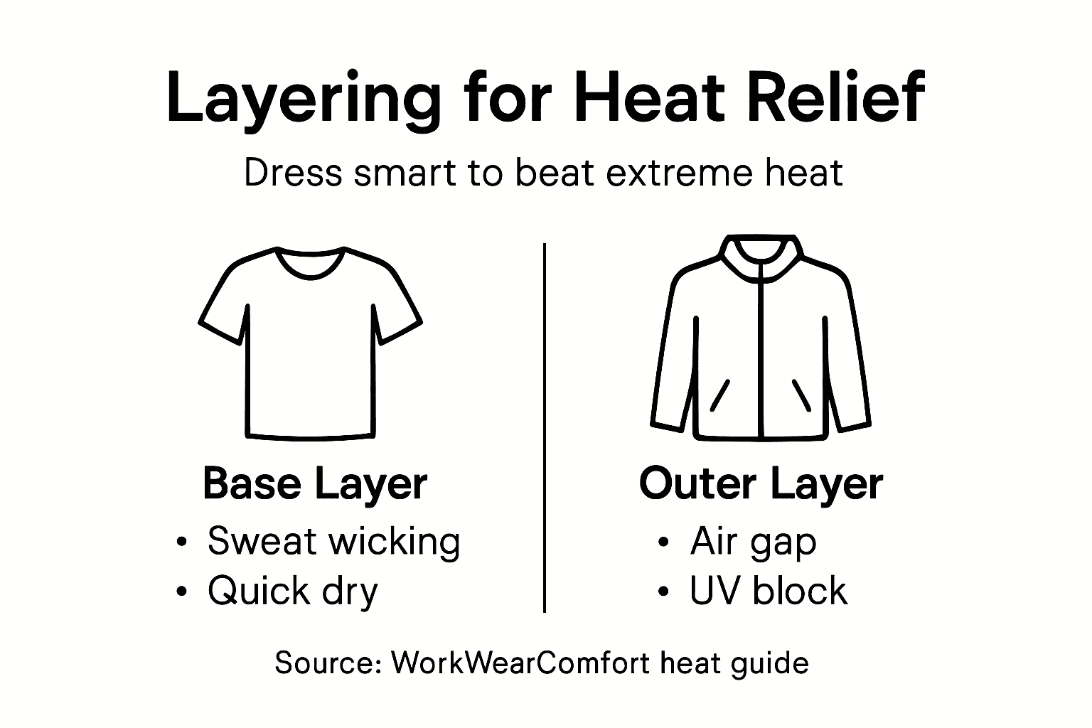 Infographic showing layering for heat relief