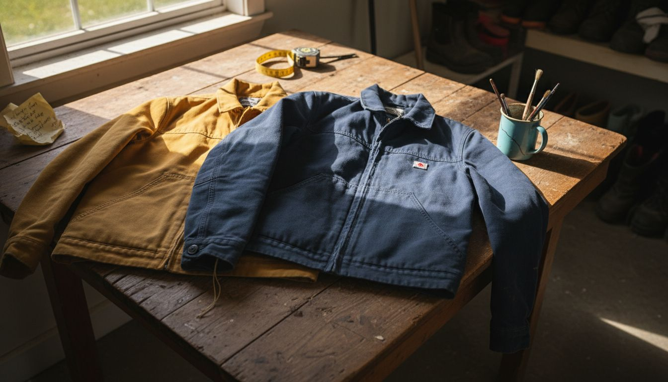 Side by side workwear jacket details