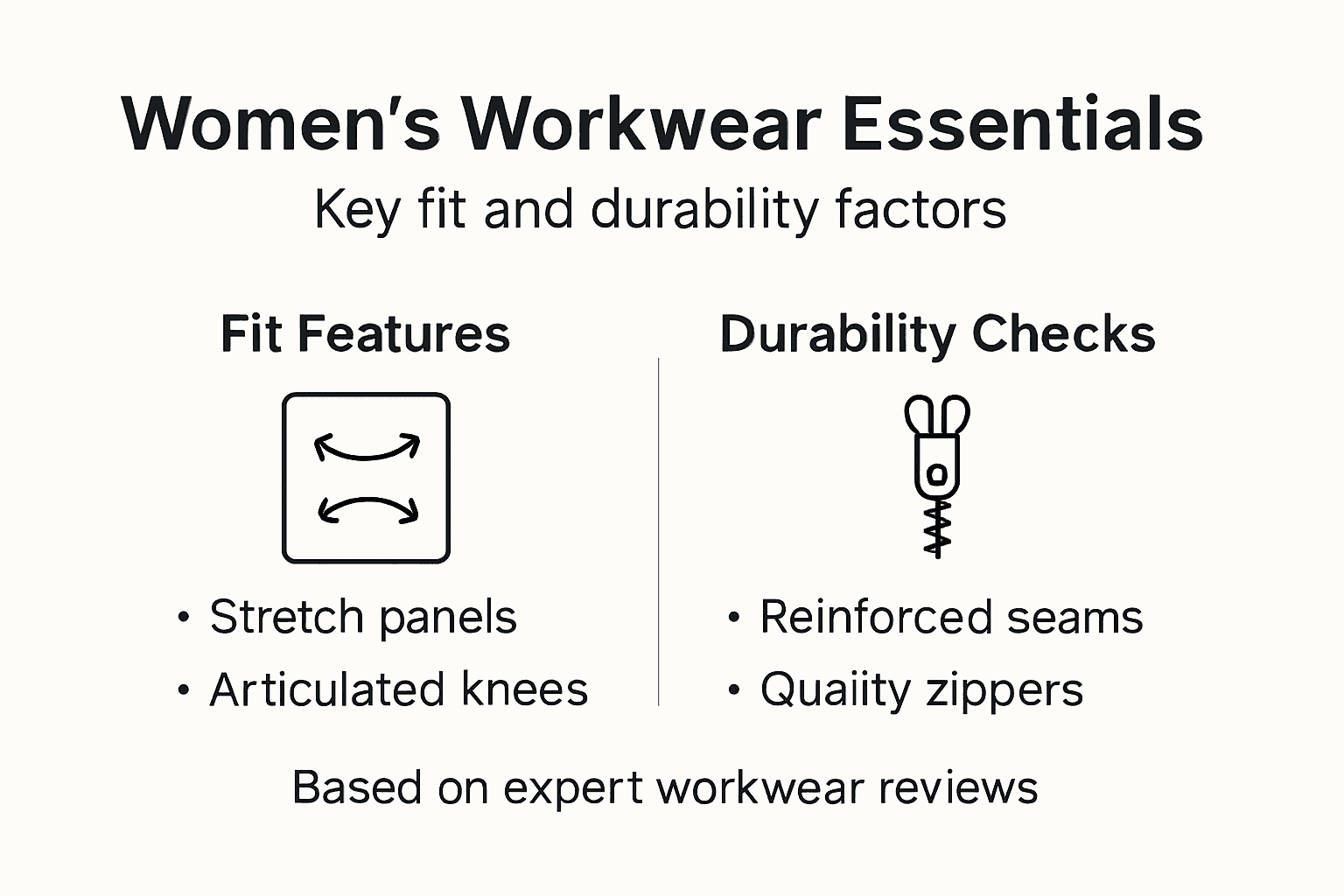 Infographic with fit and durability tips for workwear
