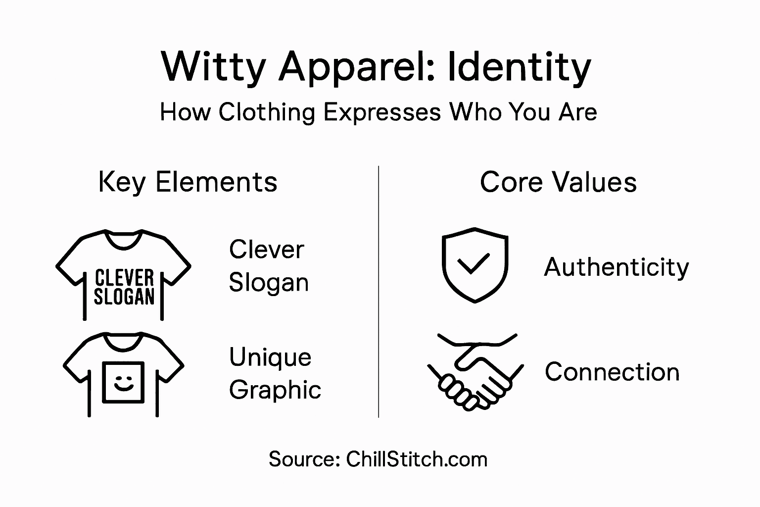 Infographic showing witty apparel core ideas