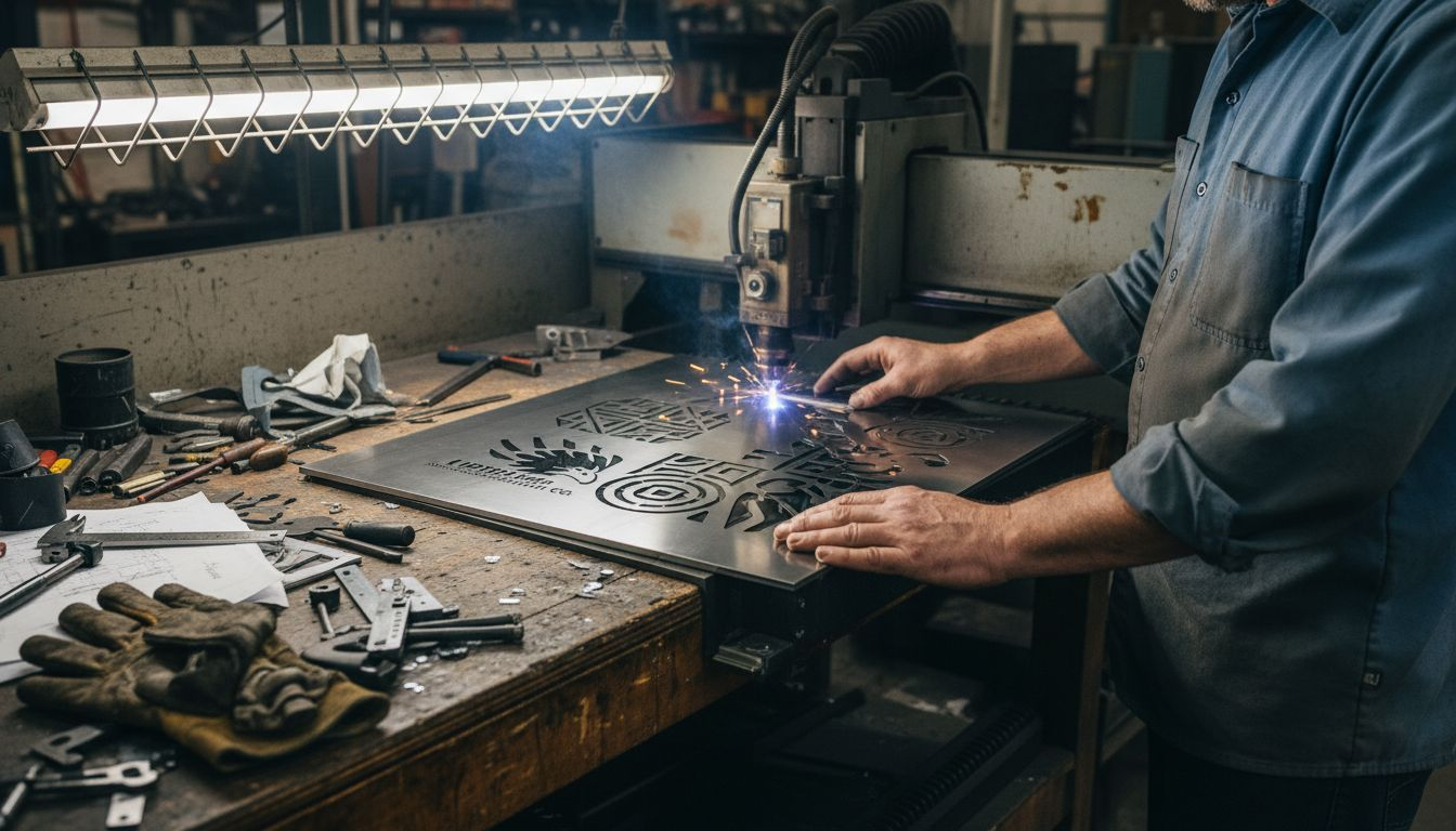 Artisan shaping metal wall decor piece
