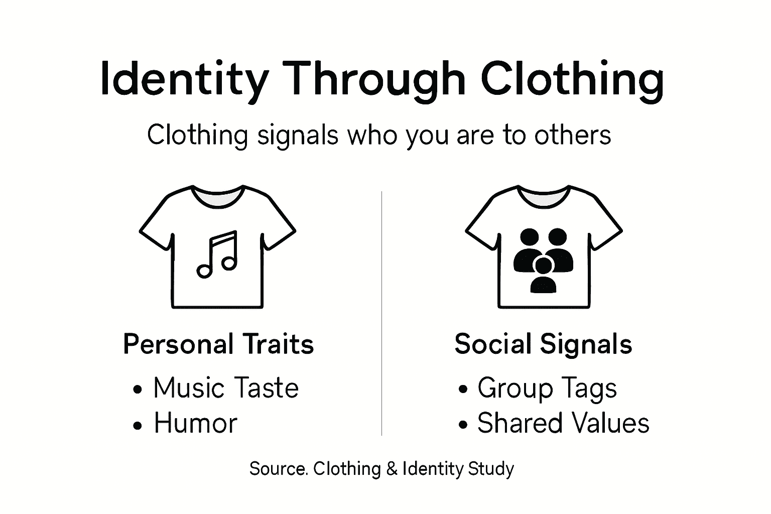 Infographic showing statement clothing and identity