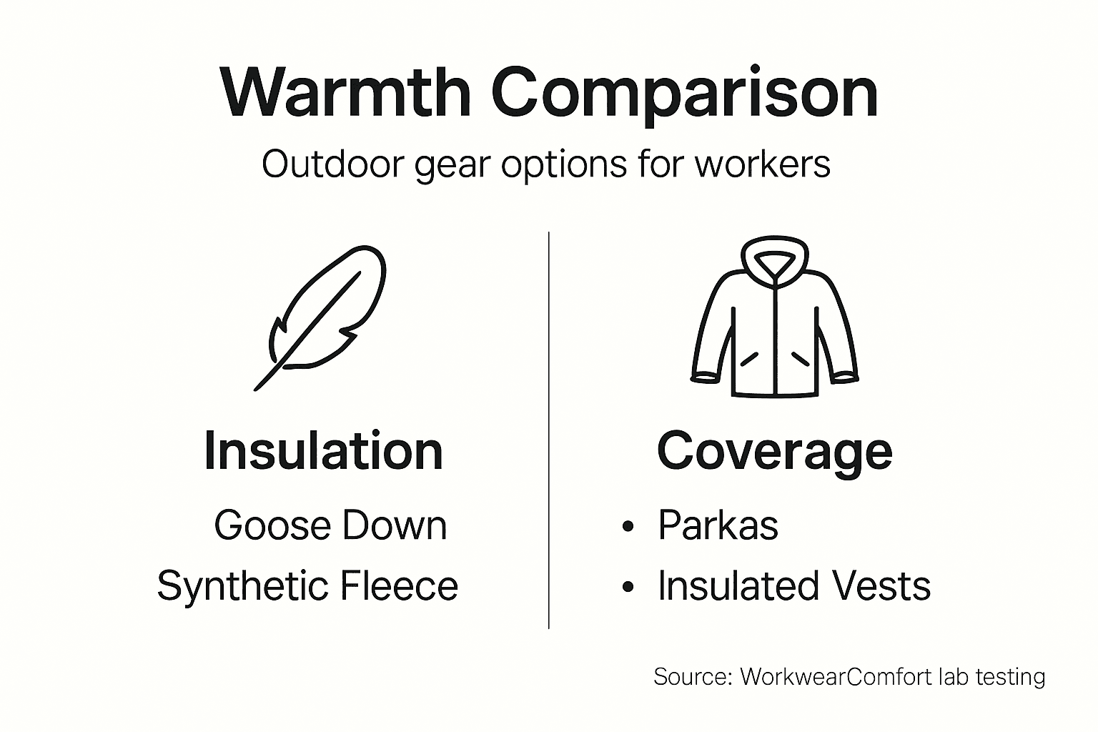Infographic showing warmth options for workers