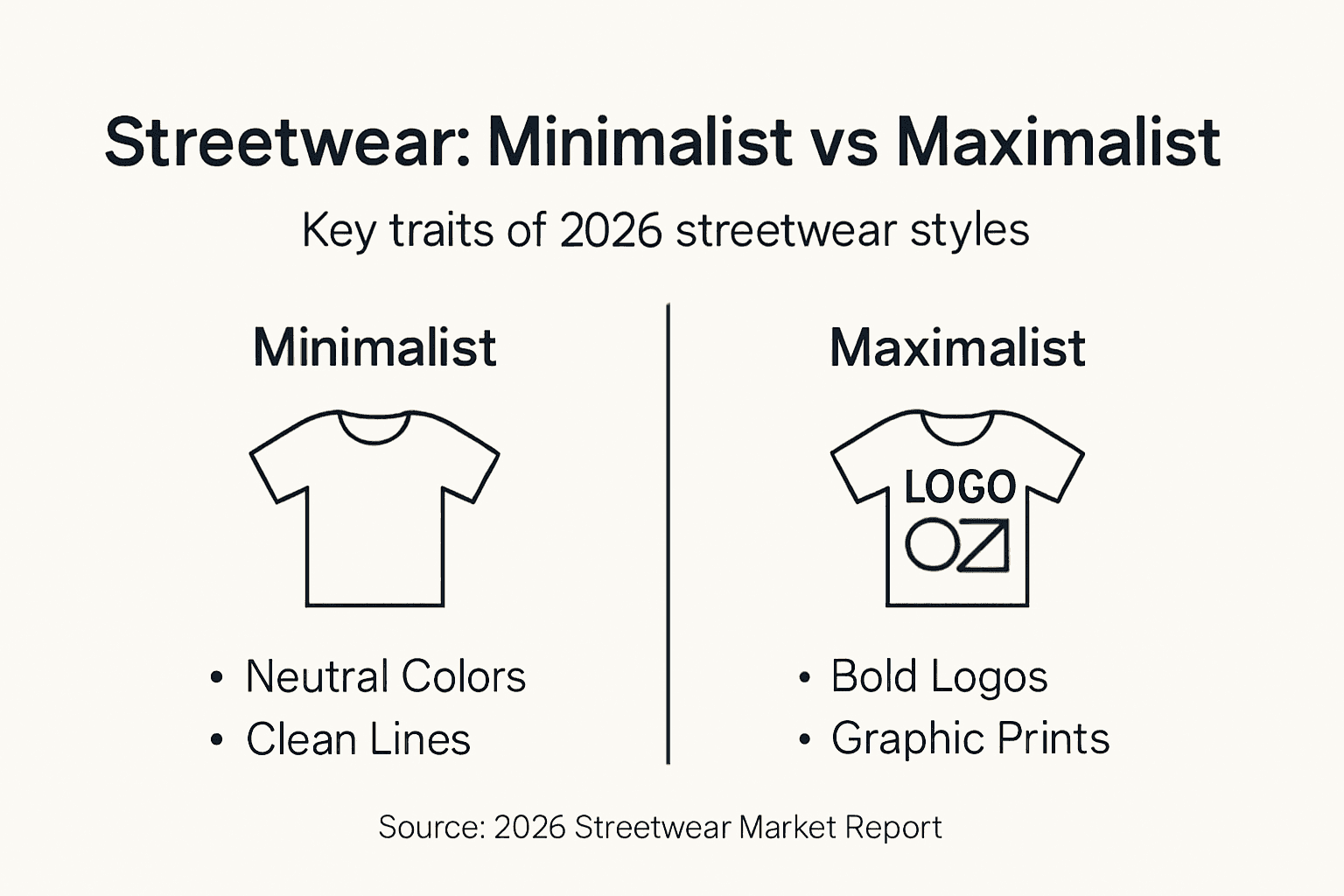 Infographic comparing minimalist and maximalist streetwear