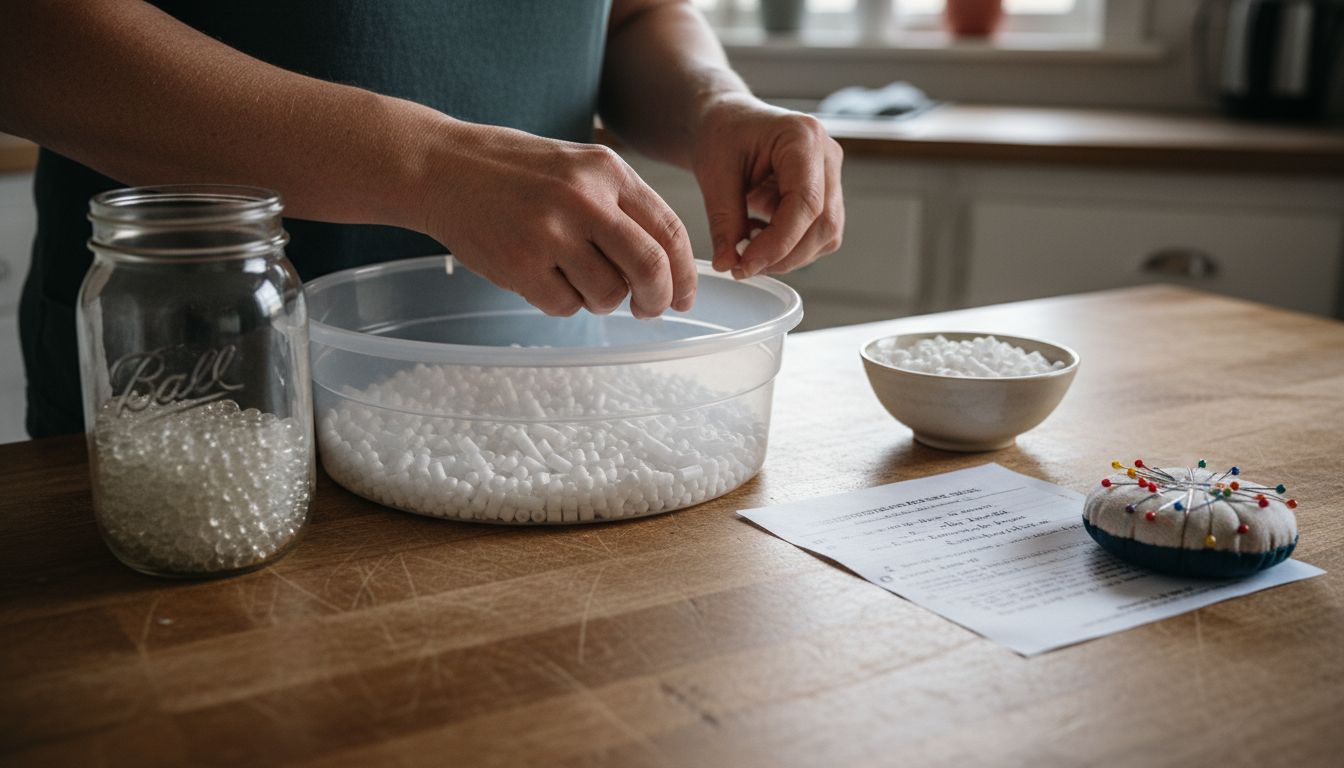 Sorting glass beads and pellets for blanket