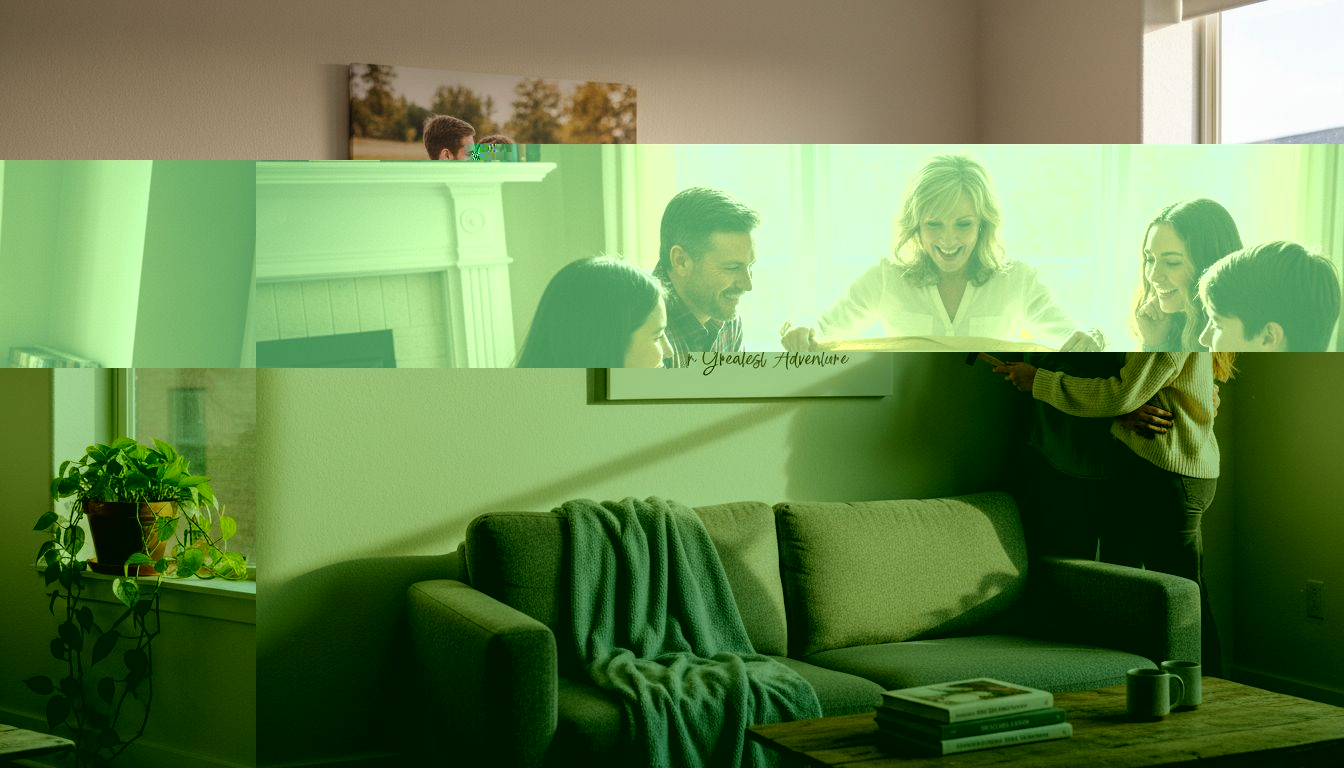 Woman receiving family personalized canvas gift