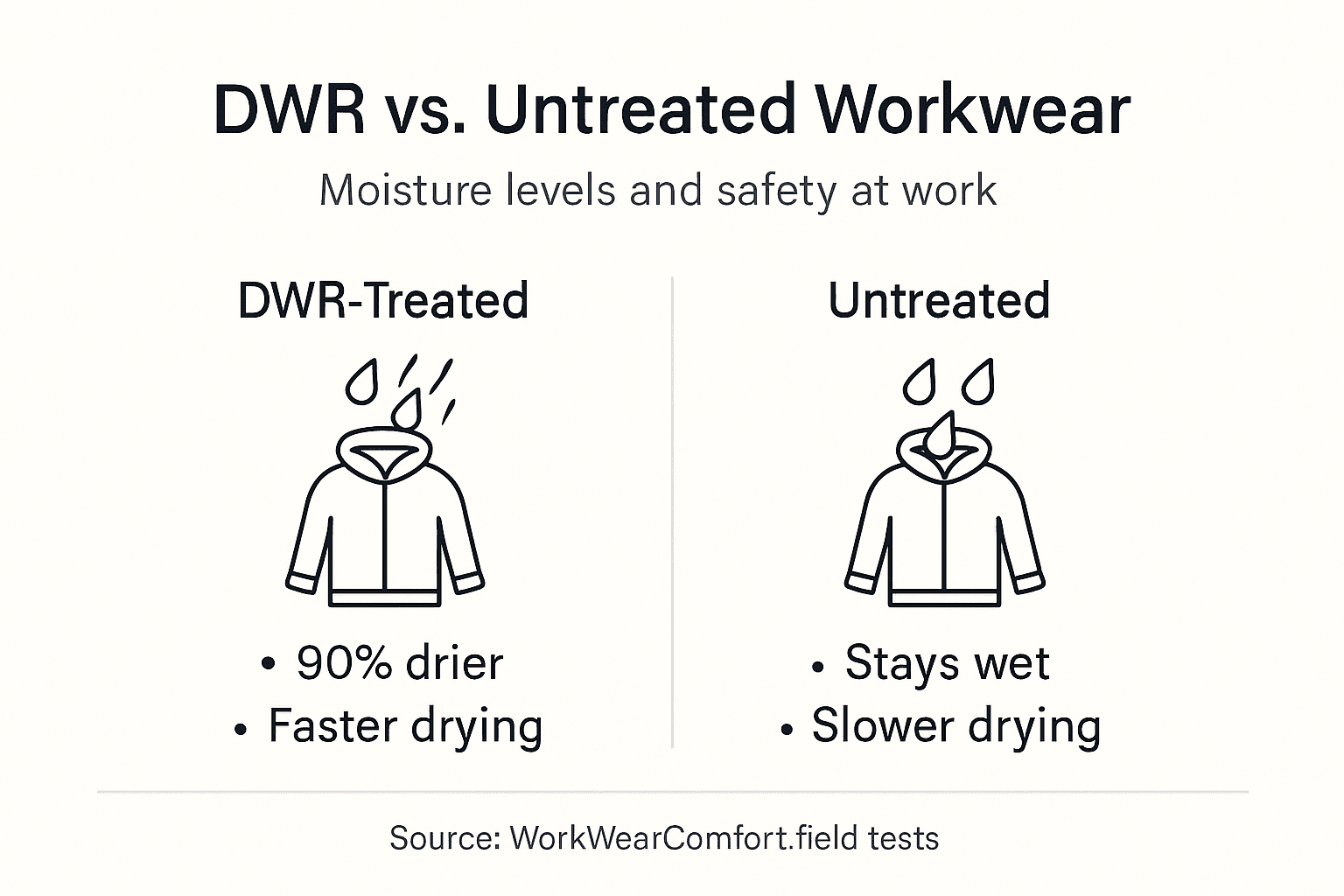 Infographic comparing DWR and untreated workwear