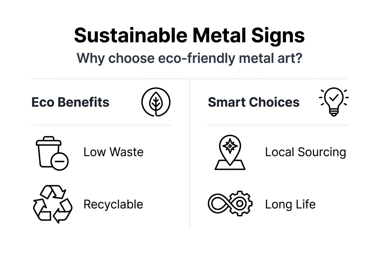 Infographic showing eco-friendly features of metal signs