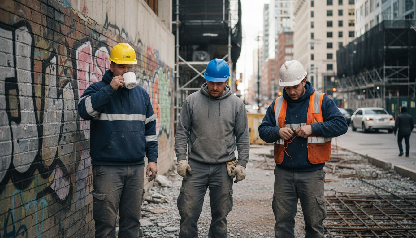 Construction crew in classic styled workwear