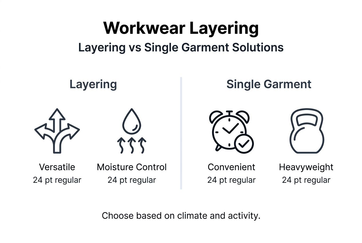 Infographic comparing layering and single workwear