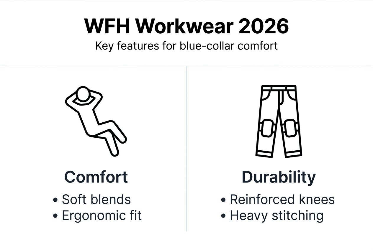 Infographic summarizing WFH workwear features