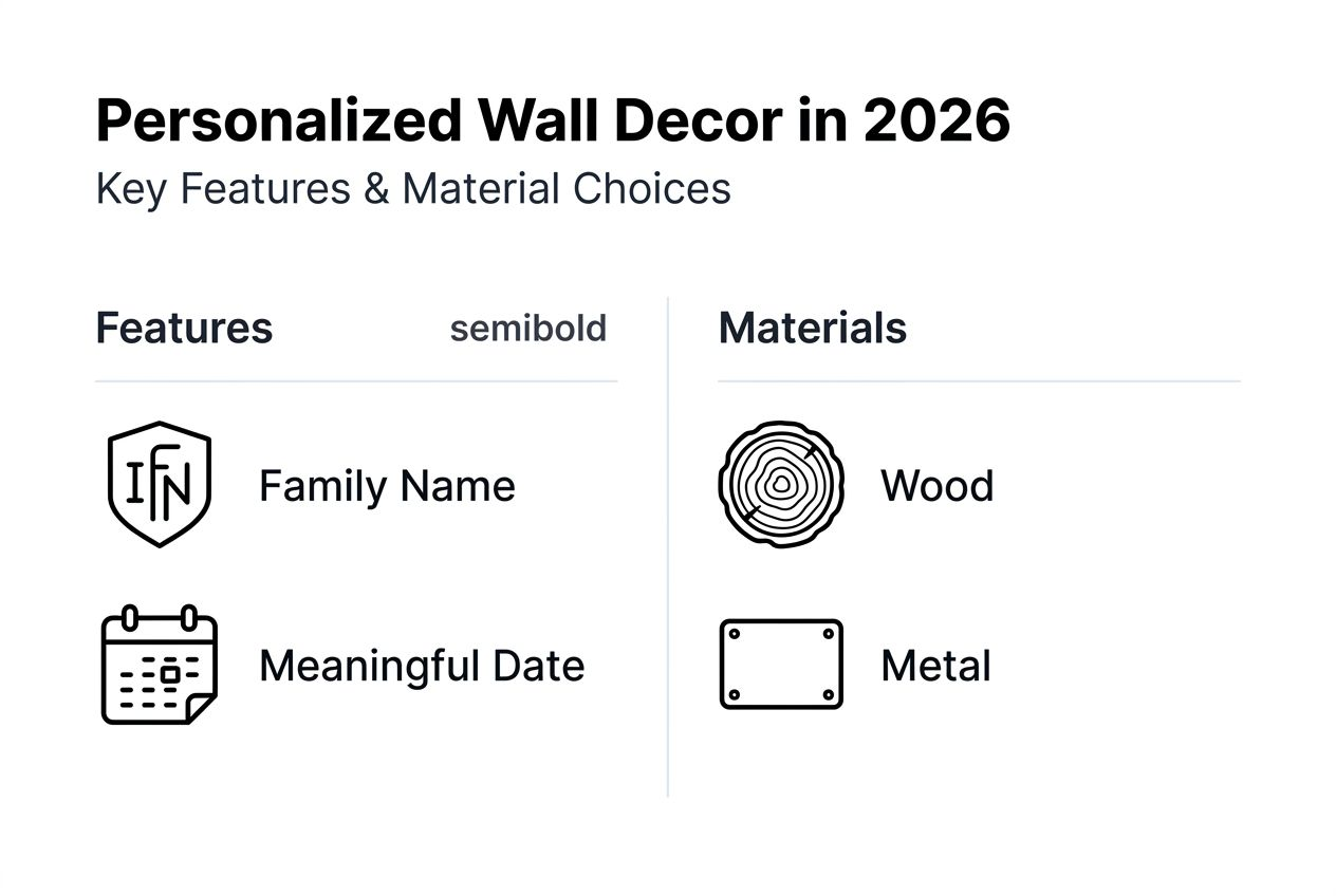 Infographic on features and materials of wall decor