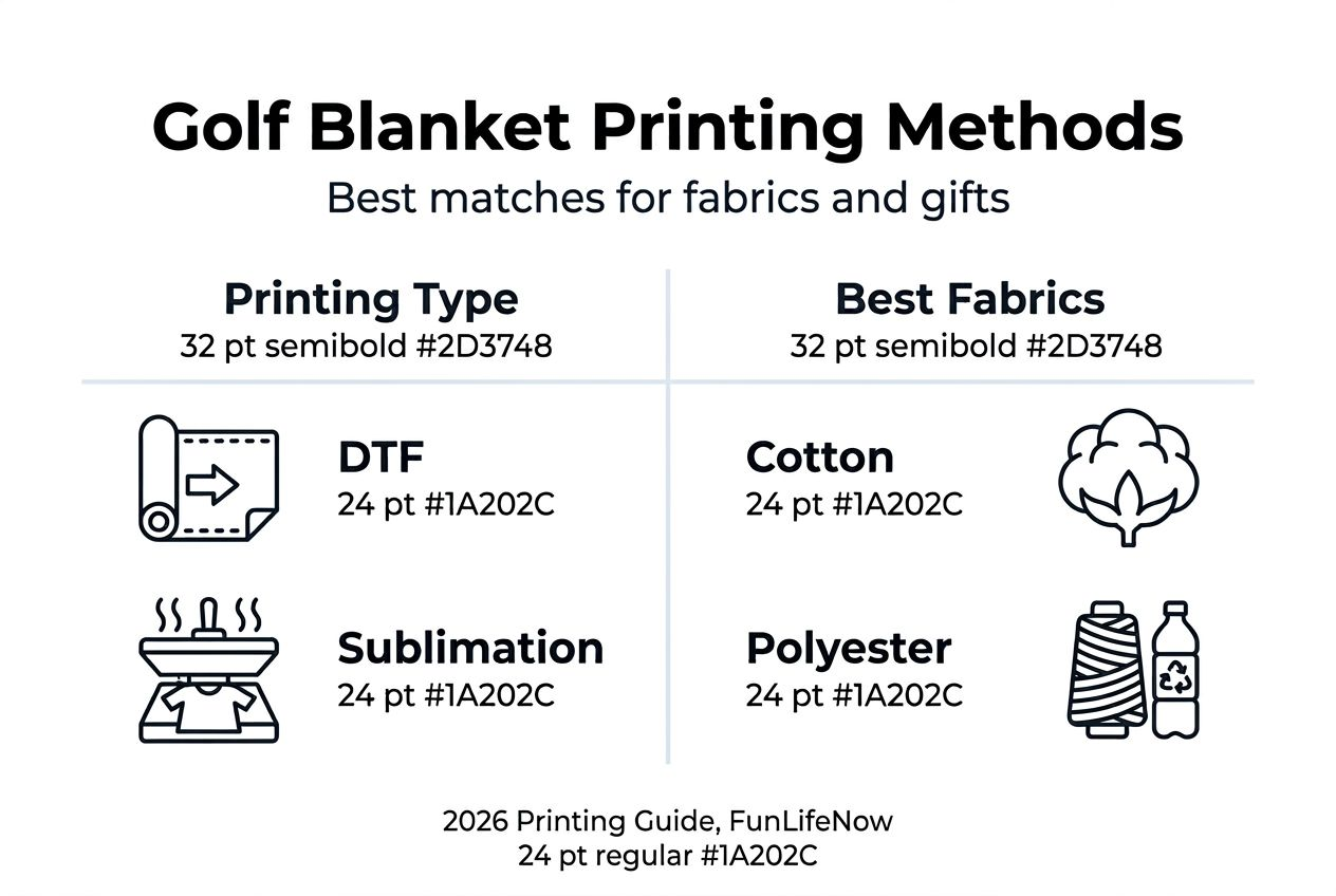 Infographic comparing golf blanket printing methods