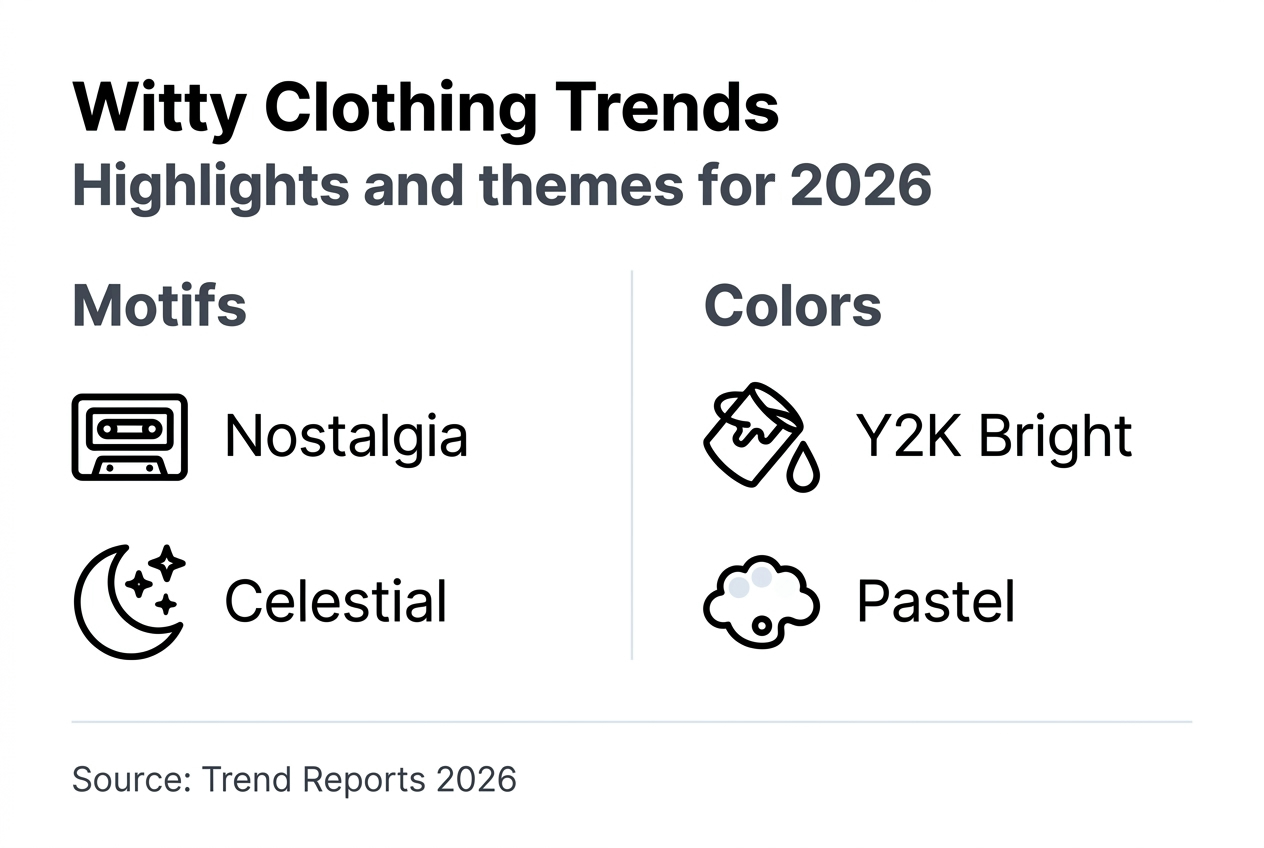 Infographic displays witty clothing trends and key motifs