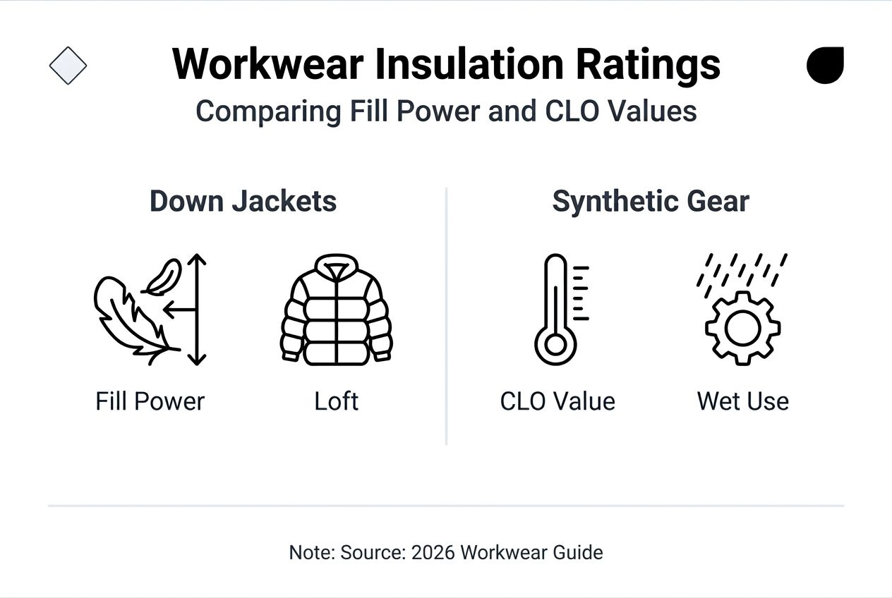 Infographic comparing workwear insulation rating types