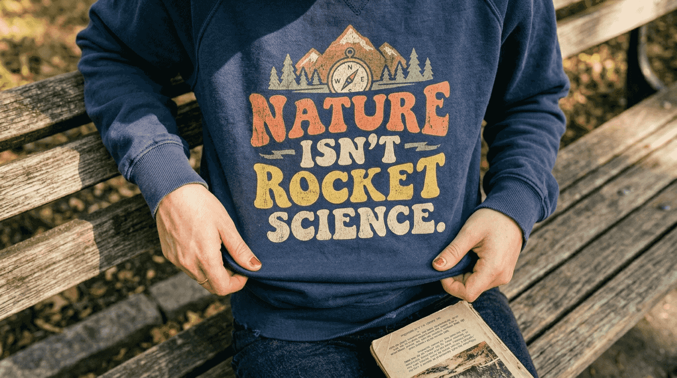 Closeup of vintage witty sweatshirt graphic
