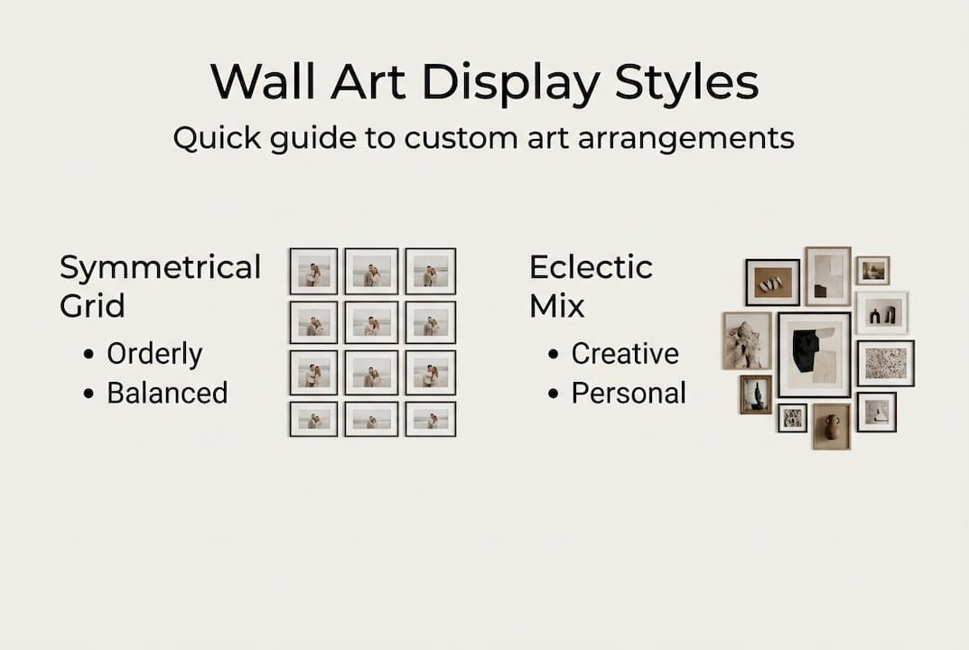 Infographic comparing wall art layout styles