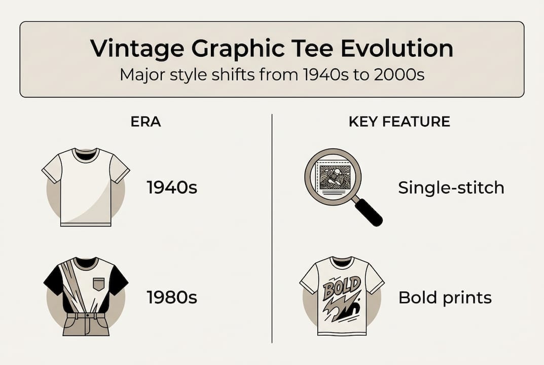 Infographic showing tee era and features