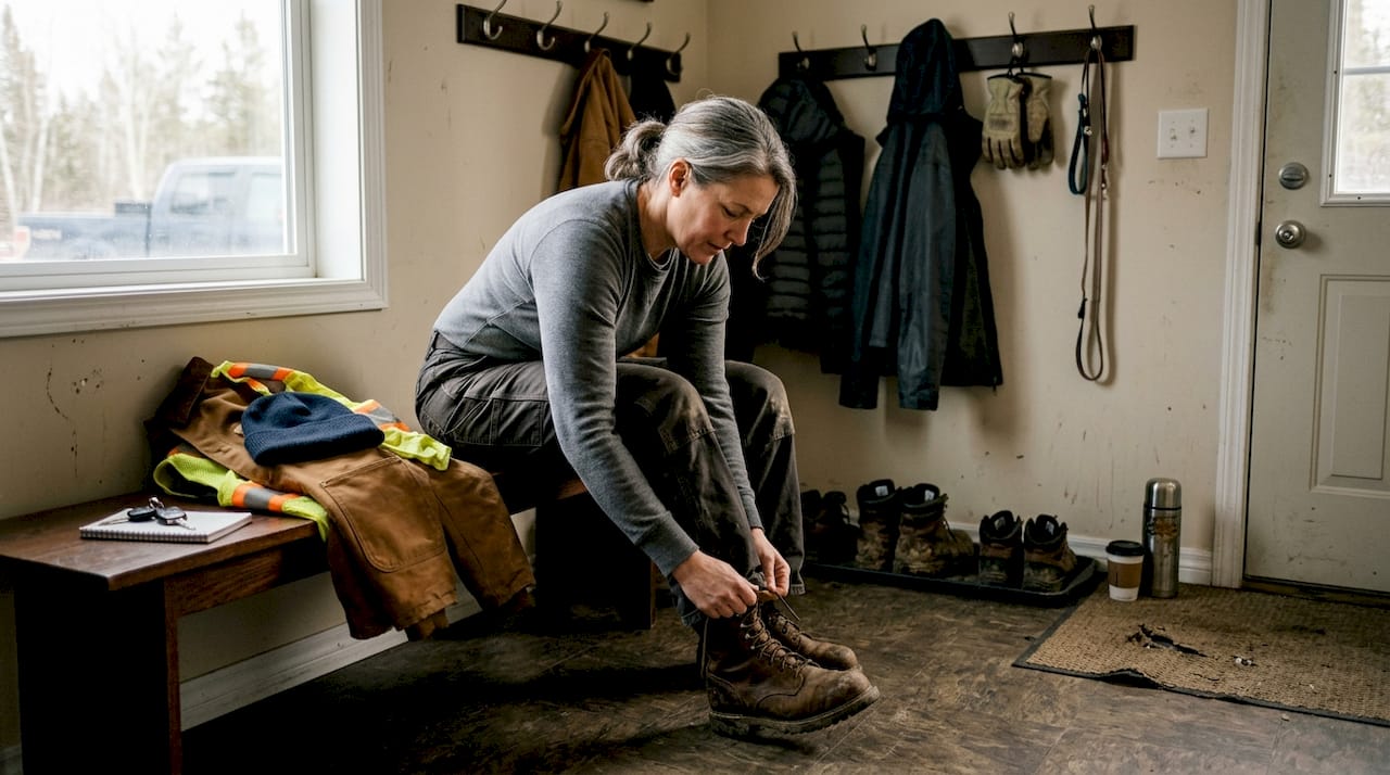 Tradesperson gears up with layered workwear