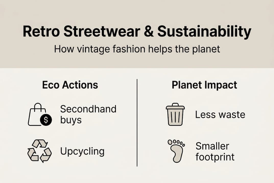 Infographic linking retro streetwear to sustainability