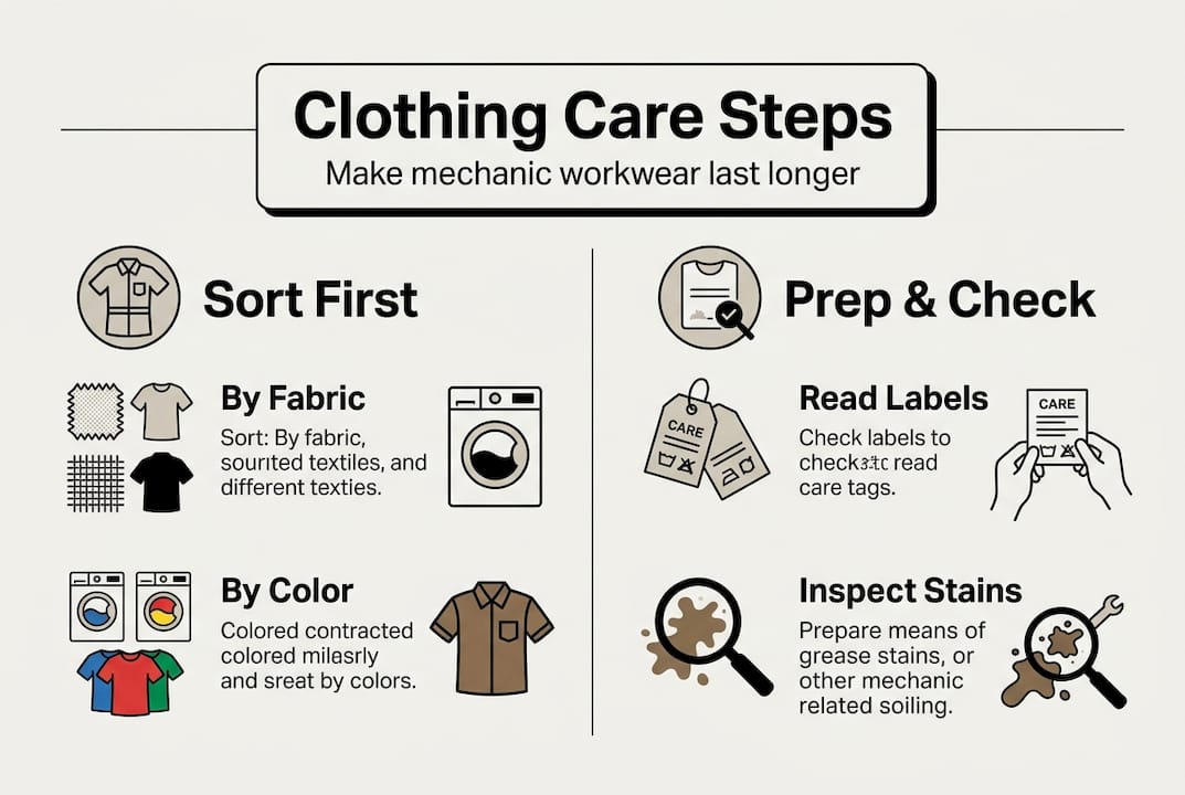 Infographic about mechanic clothing sorting and prepping
