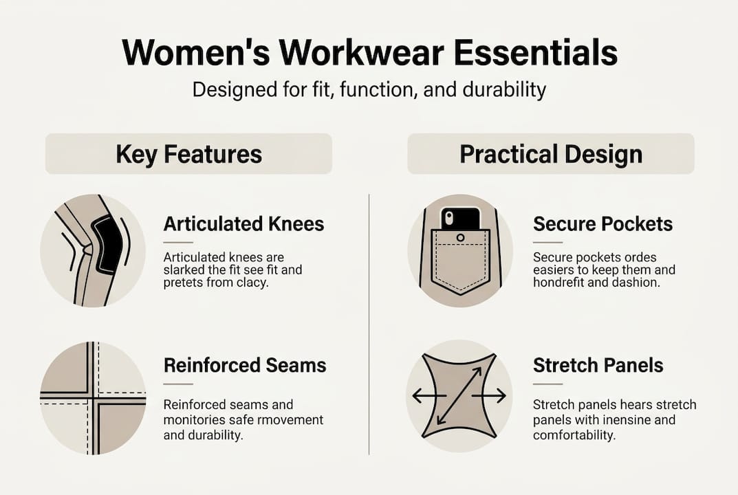 Infographic showing women's workwear essential features