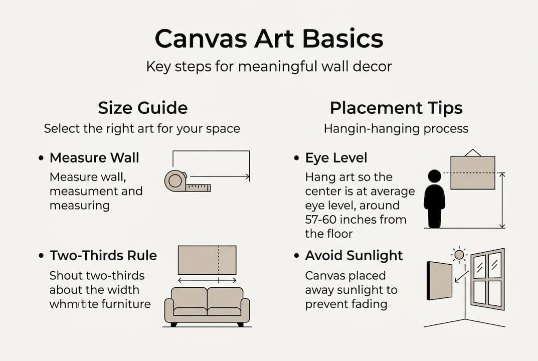 Infographic showing canvas art size and placement tips