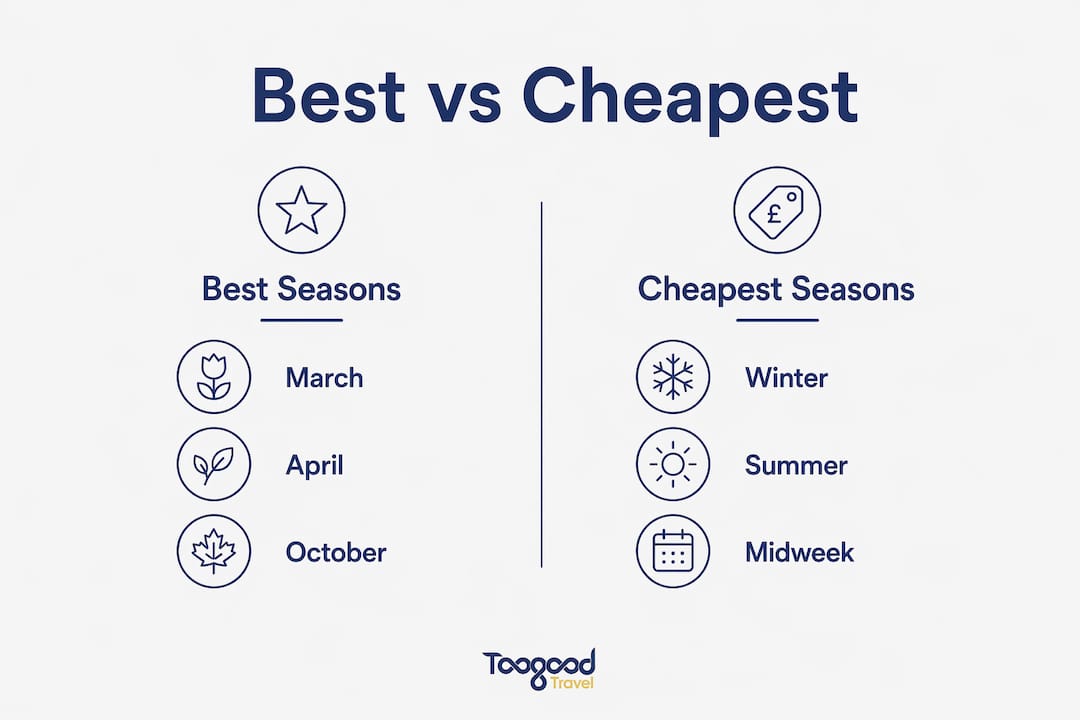 Infographic comparing best and cheapest seasons to visit Las Vegas