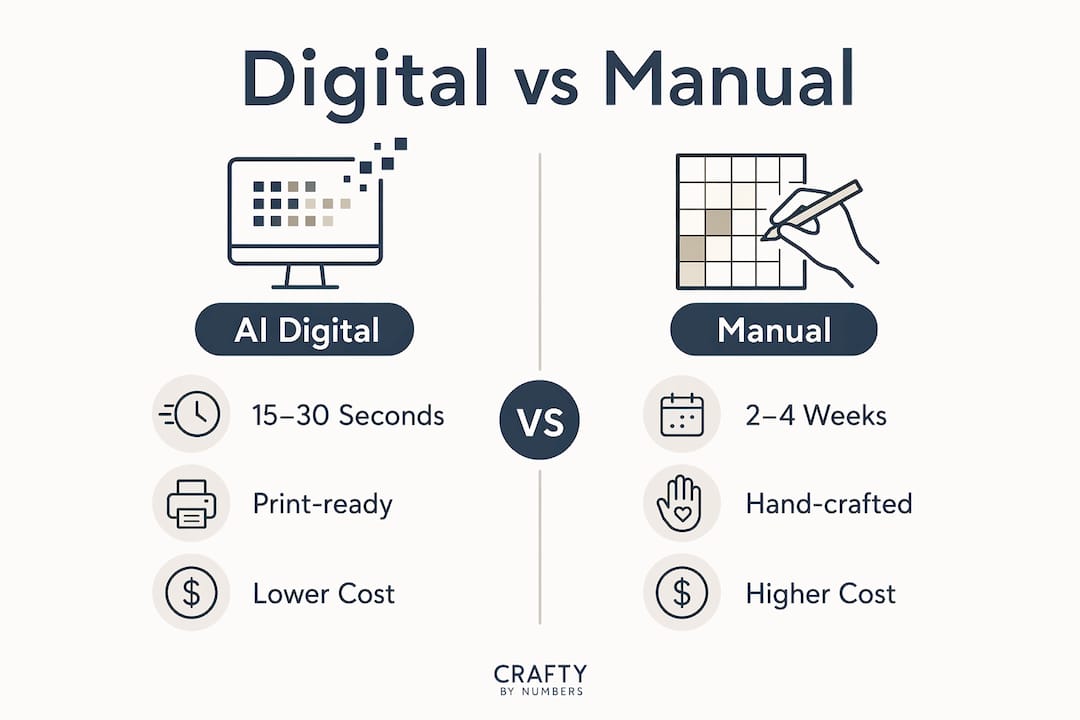 Infografik zum Vergleich digitaler und manueller Malmethoden