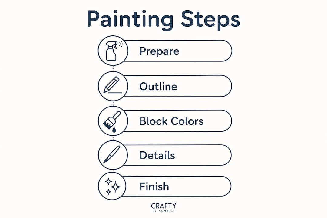 Infographic illustrating paint by numbers steps