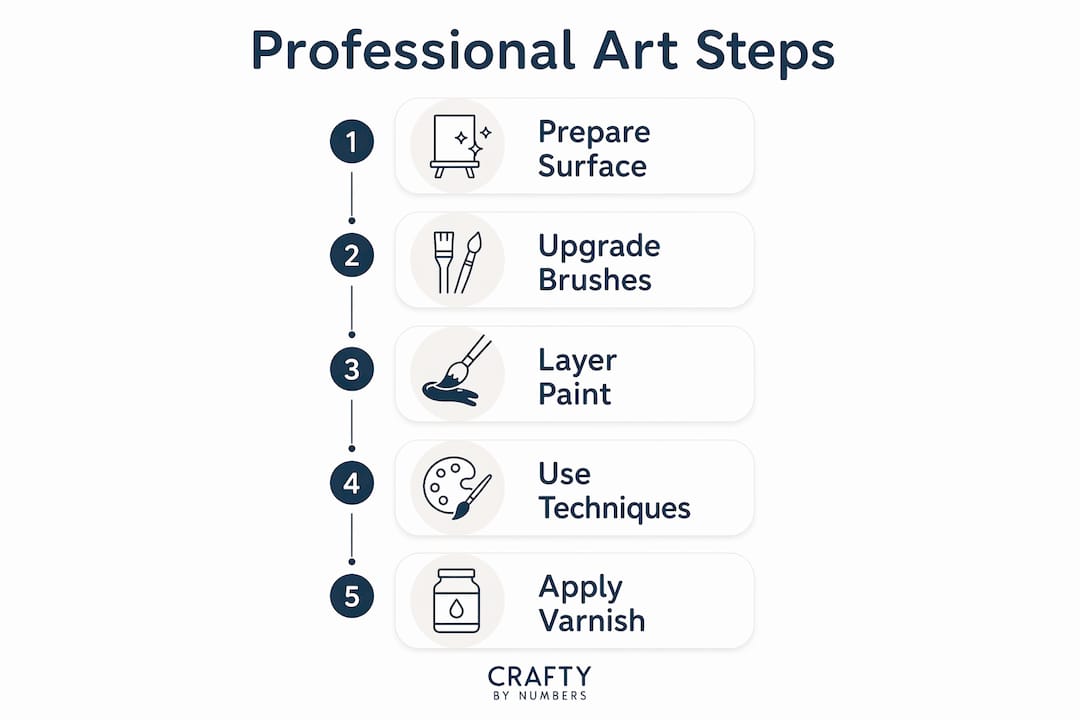 Infographic illustrating five professional art steps
