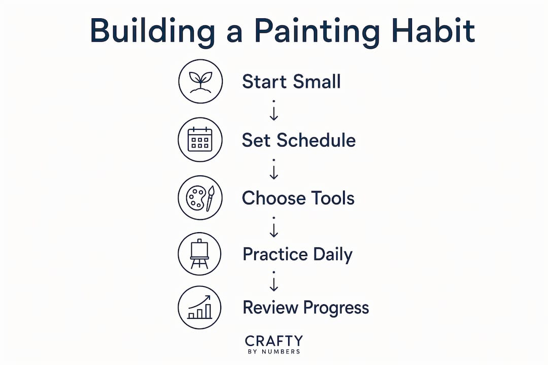 Infographic with steps to build a painting habit