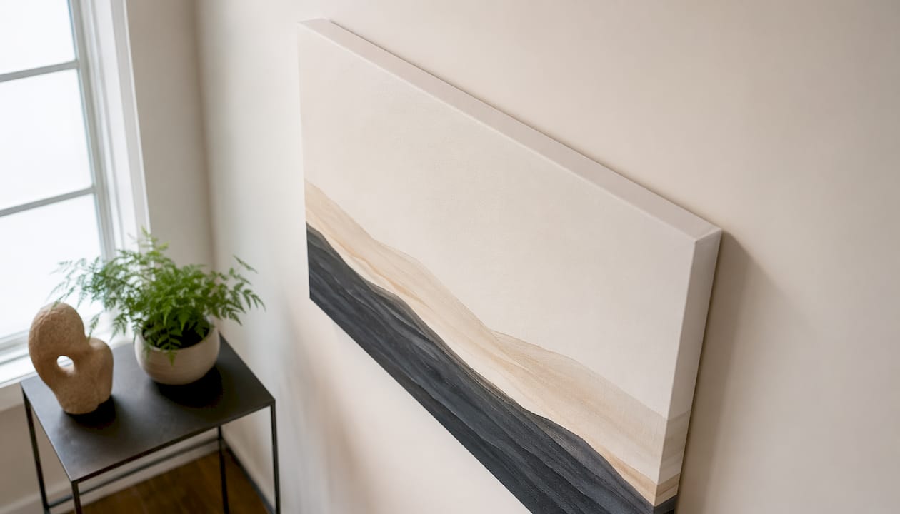 Gallery-wrapped canvas print on wall